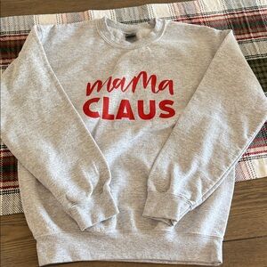 Gildan Gray and Red 'Mama Claus' Sweatshirt
